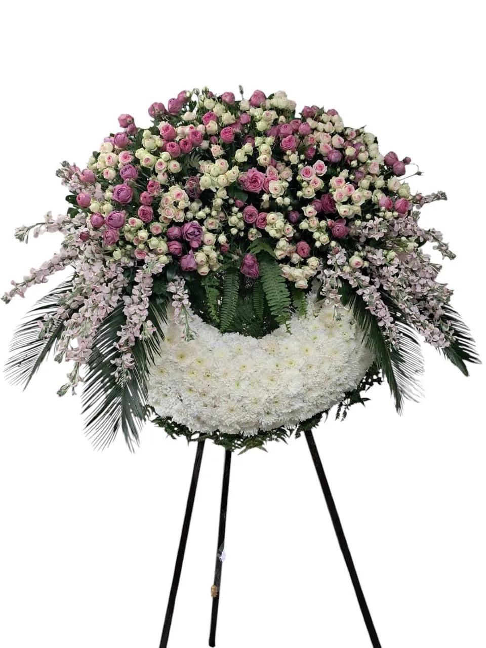 Wreath of Peony and Peony Roses with Chrysanthemum and Matthiola | ծաղիկներ, ծաղկեպսակներ, բույսեր Երևան